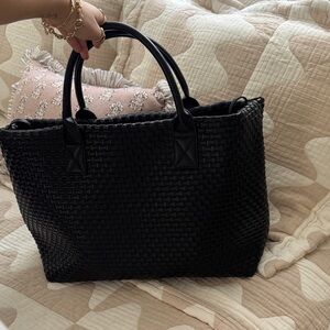 Lulus Black Woven Tote Bag